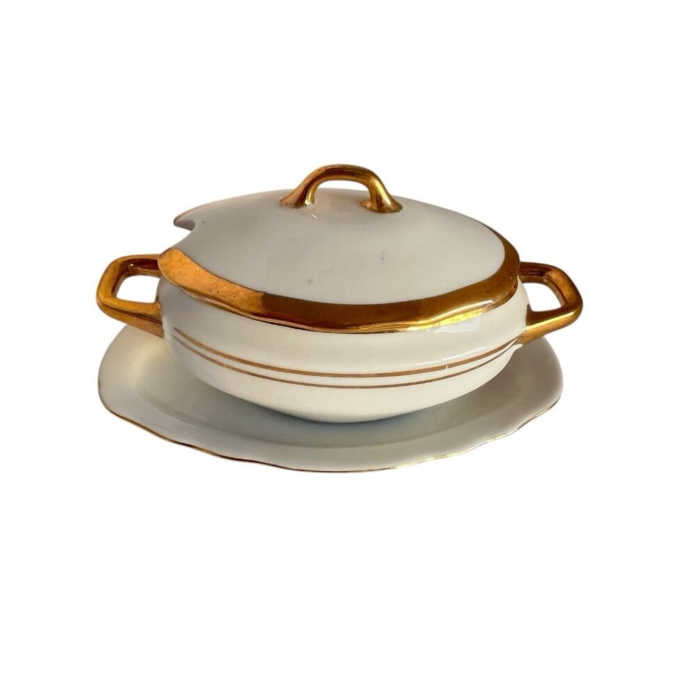VTG Porcelaine EMPIRE Tureen Miniature Sauce Bowl 5.75"L x 3.5"W x 3"H Japan